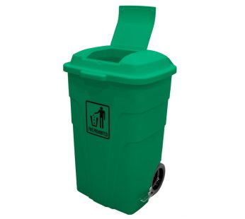 Plastic Trash can With Pedal Green 120-Ltr